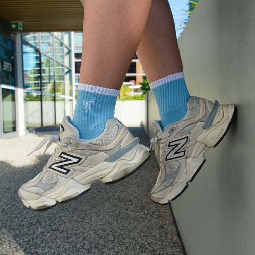 Soft Bow Crew Grip Sock  (Straight Top)